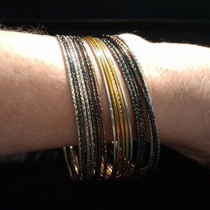 Bangle Bracelets - 20 Assorted Gold/Silver/Black Toned